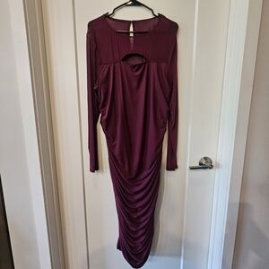Nine West Long Sleeve Burgundy Dress